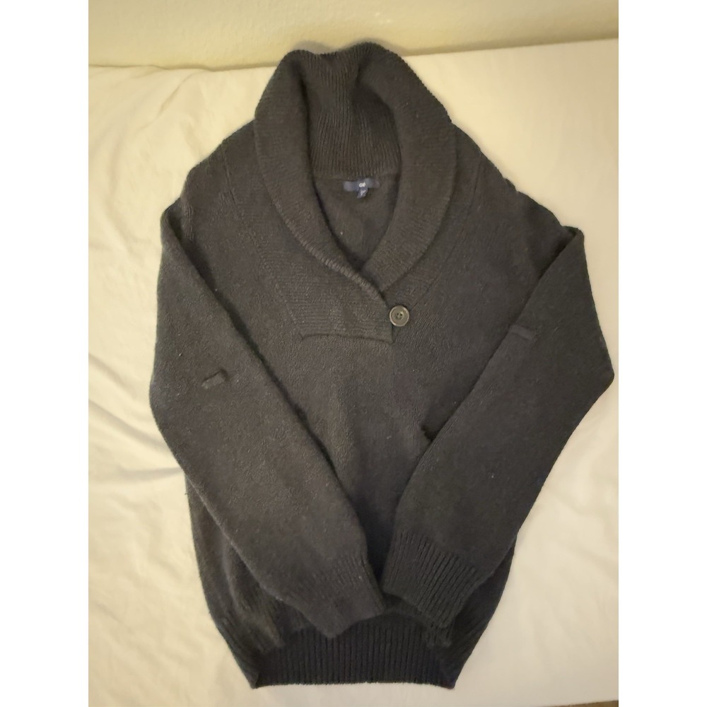 Gap Men's Gray Knit Cotton Pullover Shawl Collar Button Sweater Solid Size S